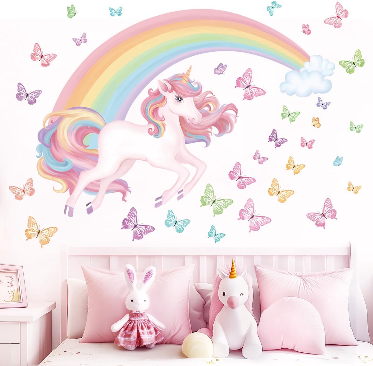 Dailygoods- Muursticker Regenboog Eenhoorn - Wanddecoratie Kinderkamer - Muurdecoratie Meisjeskamer - Waterdicht - Duurzaam - Eenvoudig aan te brengen