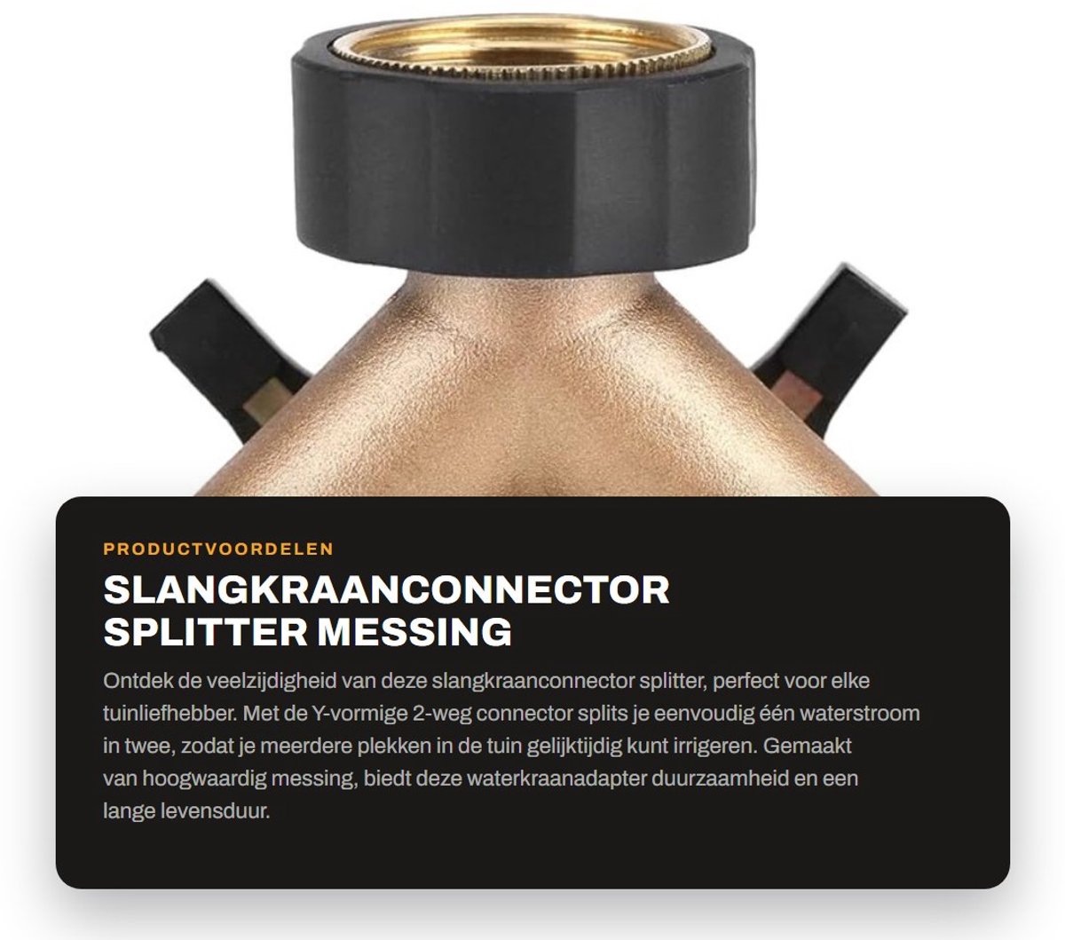 Dailygoods - Slangkraanconnector Splitter - Messing Waterkraanadapter - Duurzaam en Gemakkelijk Aansluiten - Europese Norm 3/4 - 2-Weg Y-Vorm - Perfec...