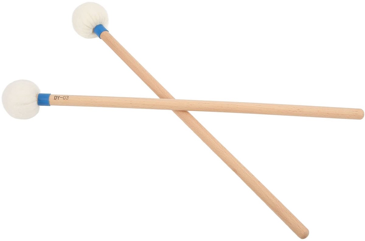 Dailygoods- Drum Mallet Lichtgewicht - 2 Stuks - Esdoorn Handvat - Vilten Kop - Hoge Compatibiliteit - Draagbaar - Drumstokken