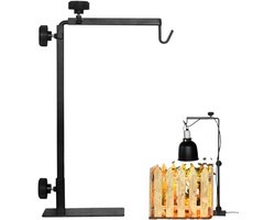 Reptielenlamp standaard - Staande houder - Terrarium verlichting - Verstelbare hoogte - 36 x 16 cm - Zwart