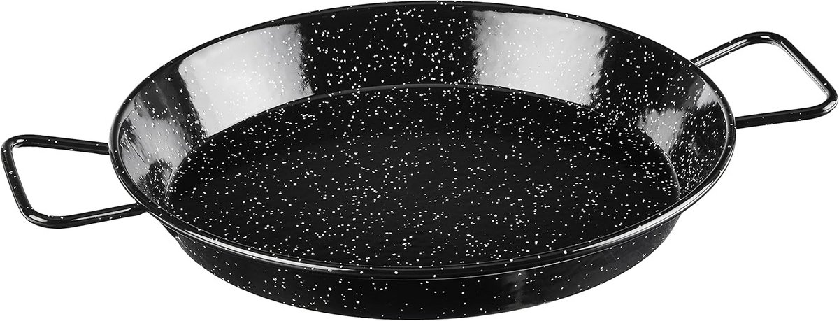 Paella Pan - Kookpan - Grote Maaltijden Maken - Geëmailleerd Staal - 30 cm - Zwart