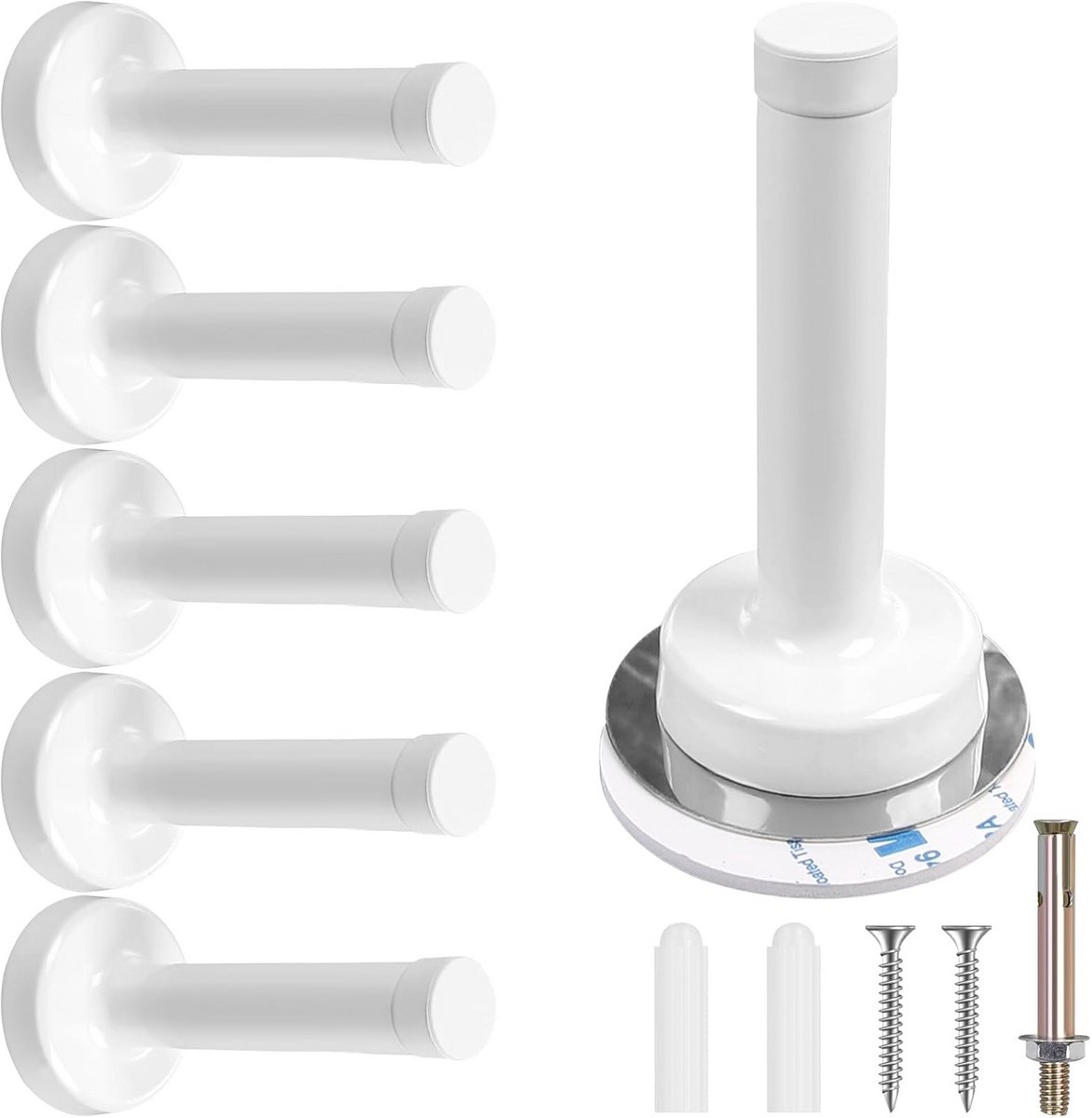 Deurstoppers Set - Vloerbeschermers - Deuren Dempen - Zware Kwaliteit - 6 Stuks - Zilver