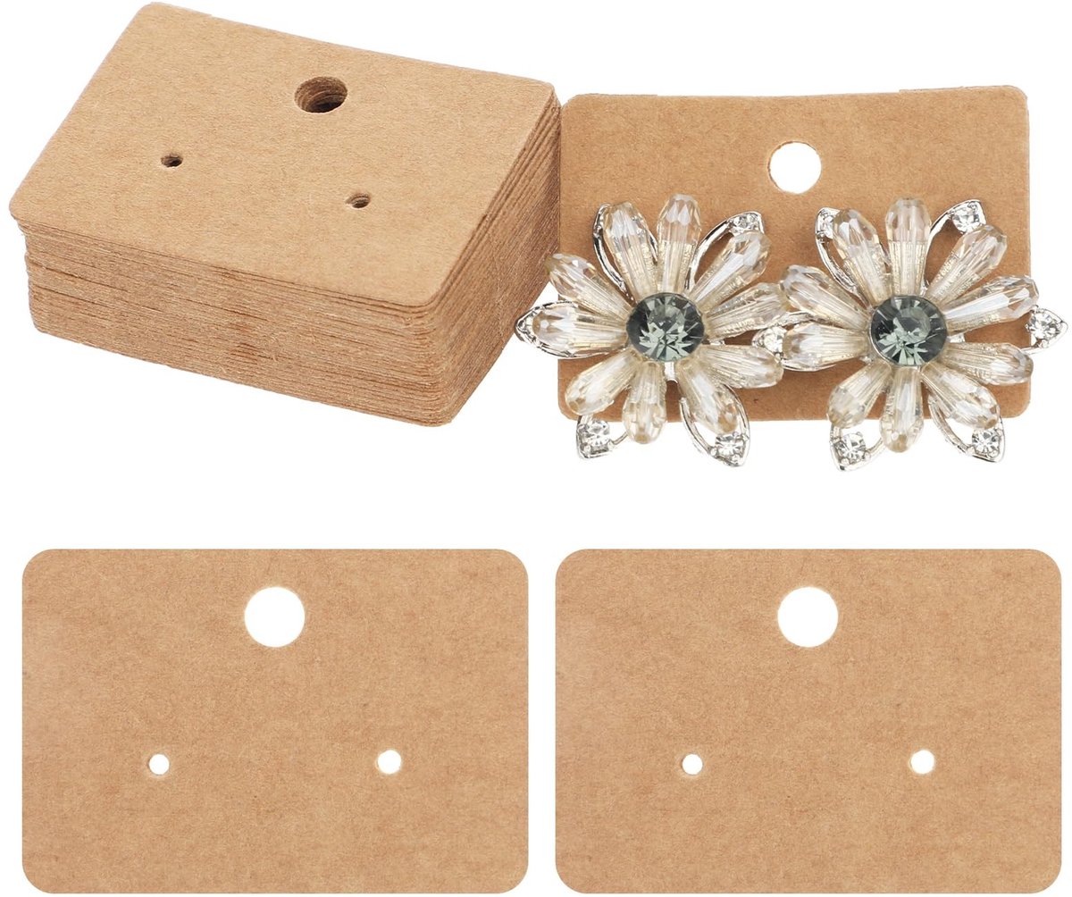 Dailygoods- Presentatiekaarten 100 stuks - Kraftpapier - Oorbellen/kettingen - Elegant Khaki - 4,5 x 3,2 cm - Duurzaam en professioneel - Oorbelkaarten