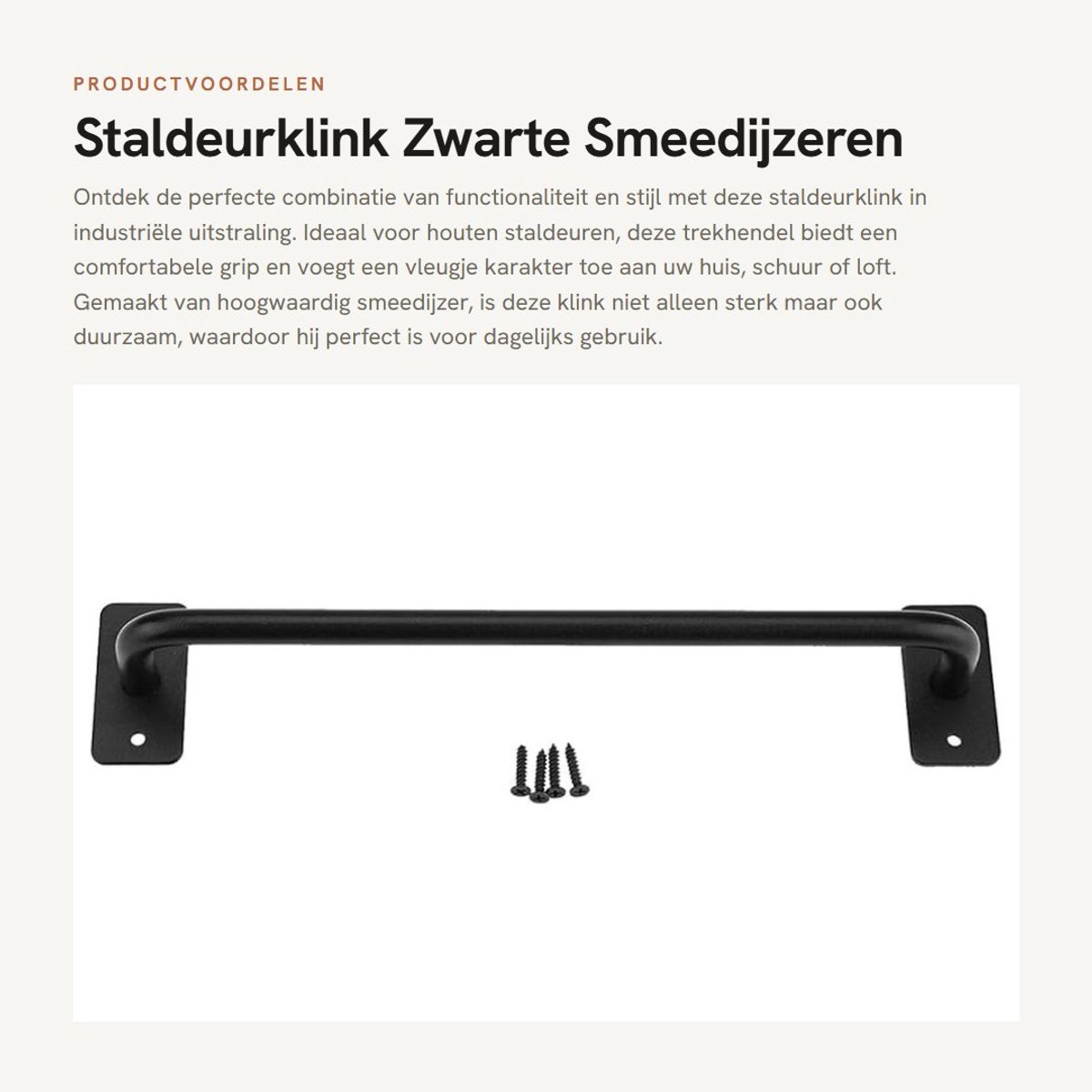 Dailygoods- Staldeurklink industriële stijl - Trekhendel - Handgreep - Deurgreep buiten - Schuifdeur - Hoogwaardig ijzer - Sterk en duurzaam