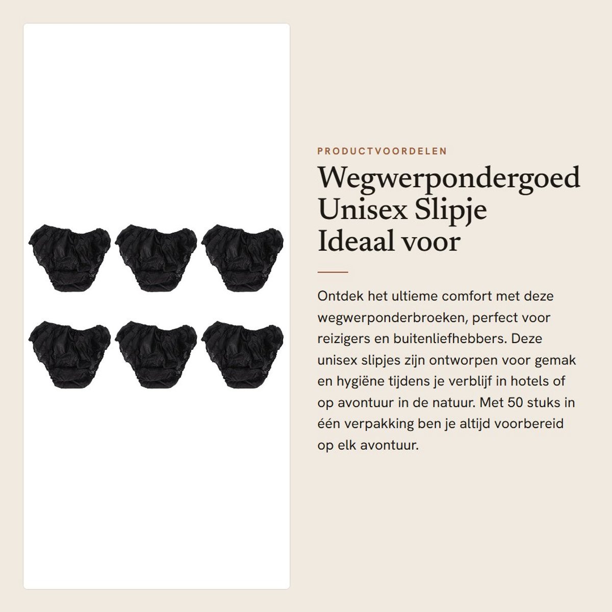 Dailygoods- Wegwerpondergoed 50 Stuks - Niet-geweven Slipjes - Unisex - One Size - Draagbaar - Voor Buitentoerisme - Ondergoed