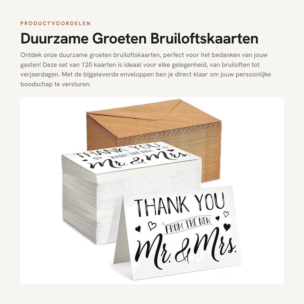 Dailygoods- Bruiloftskaarten Set 120 Stuks - Blanco Wenskaarten - Enveloppen Inbegrepen - Hoogwaardig Karton - 4x6 Inch - Bedankkaarten