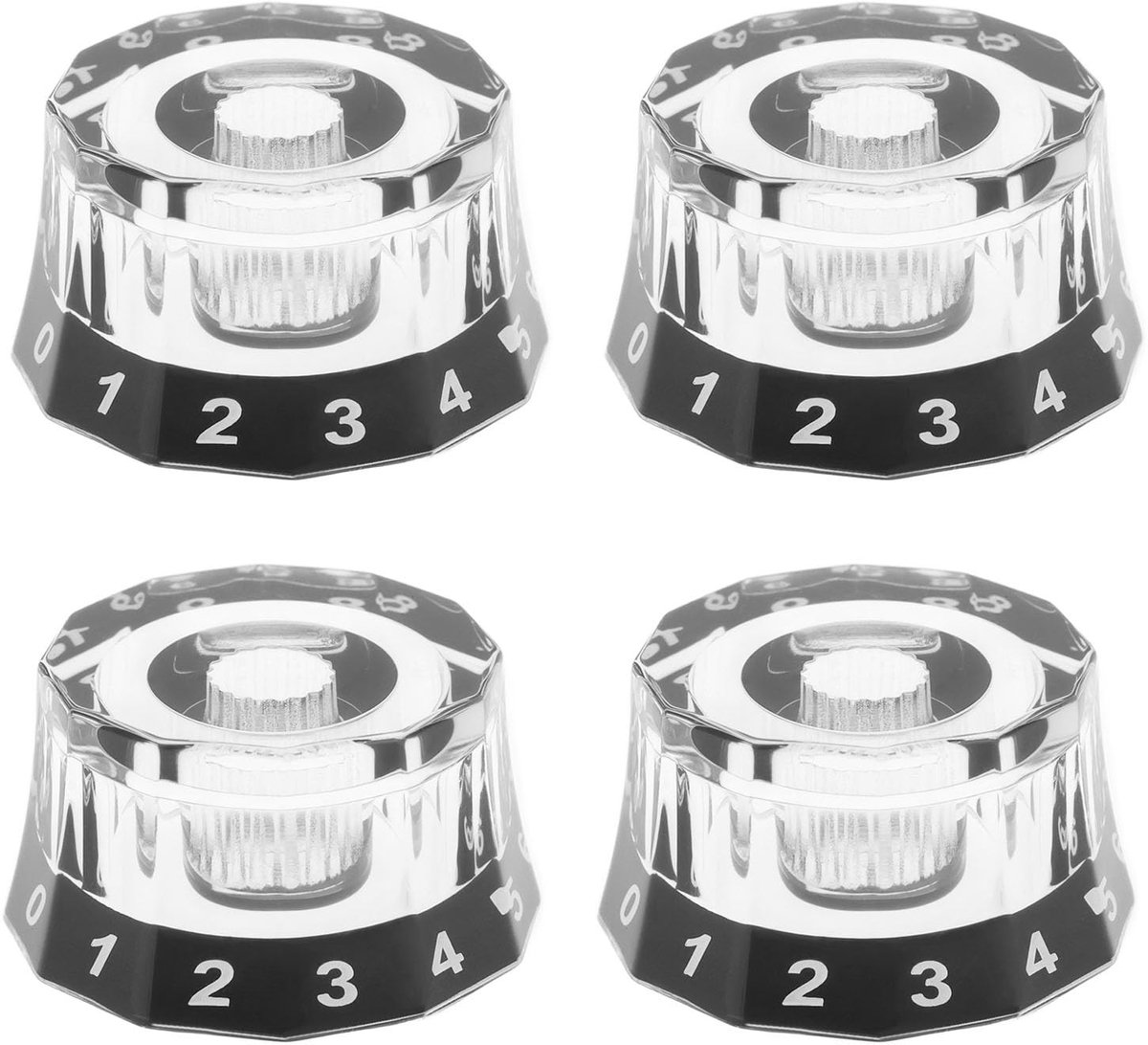 Dailygoods - 4 Stuks Transparante Elektrische Gitaar Controle Knoppen voor 18-Spline Potentiometers