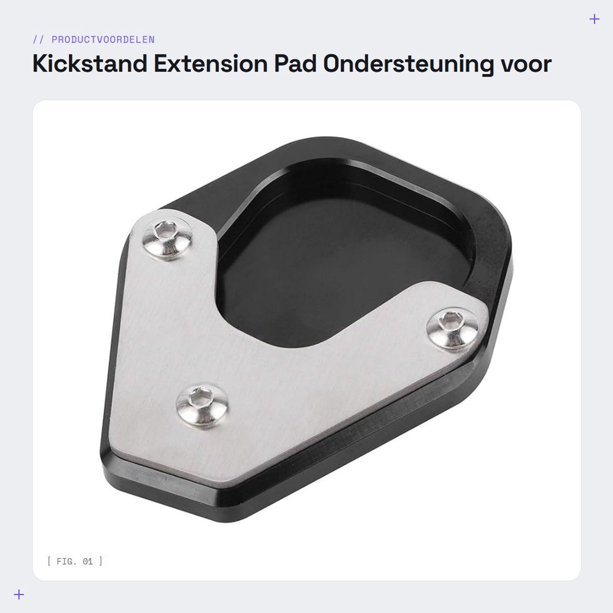 Dailygoods- Kickstand Extender Zilver - Zijstandaardkussen - Ondersteuning - CNC Aluminiumlegering - Geschikt voor MOTO GUZZI V85TT 2020-2021 - Helpt Parkeren op Zachte Oppervlakken - Motorstandaard