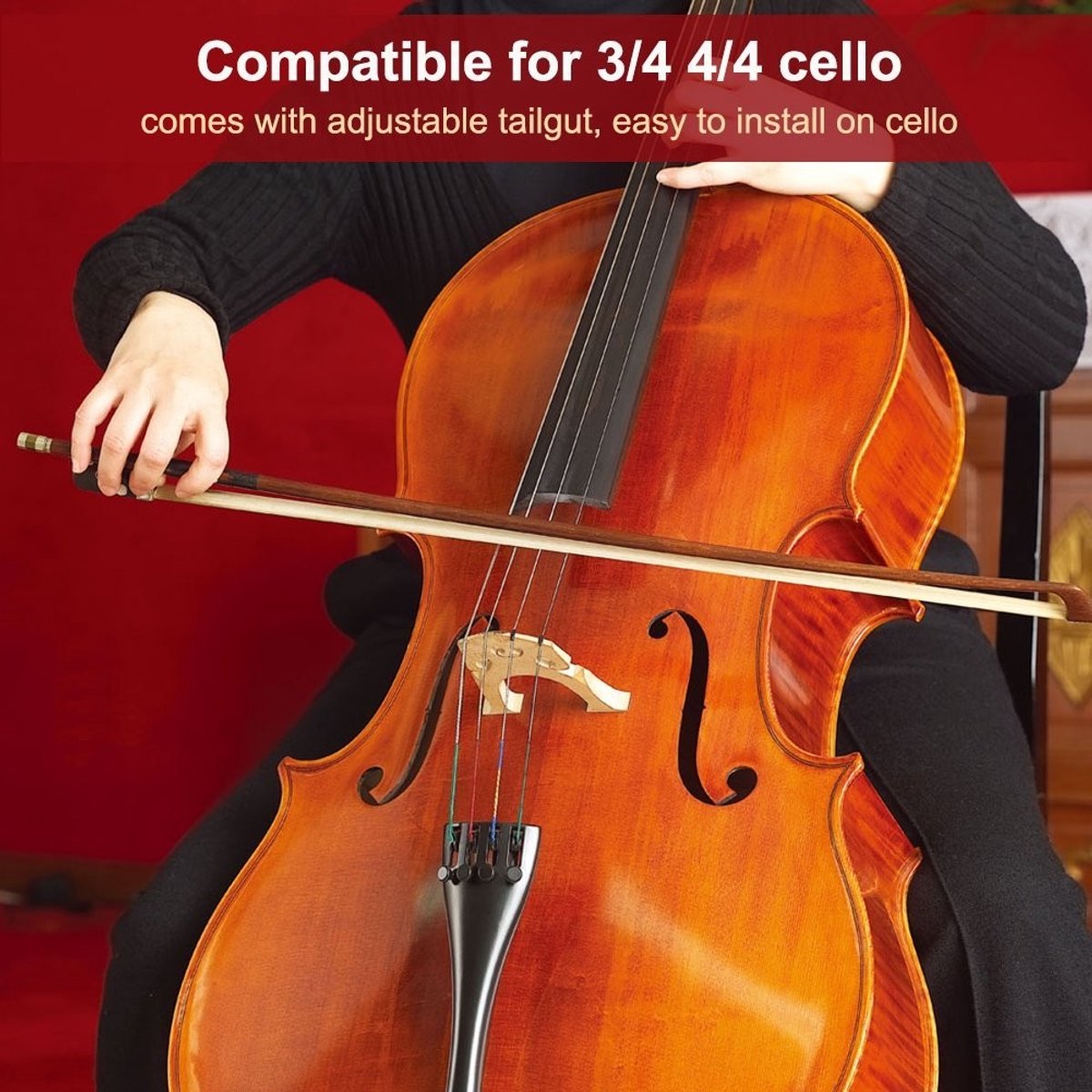 Dailygoods- Staartstuk Aluminium - Verstelbare Tailgut - Cello Accessoires - Anticorrosief - Lichtgewicht - Stevig en Duurzaam