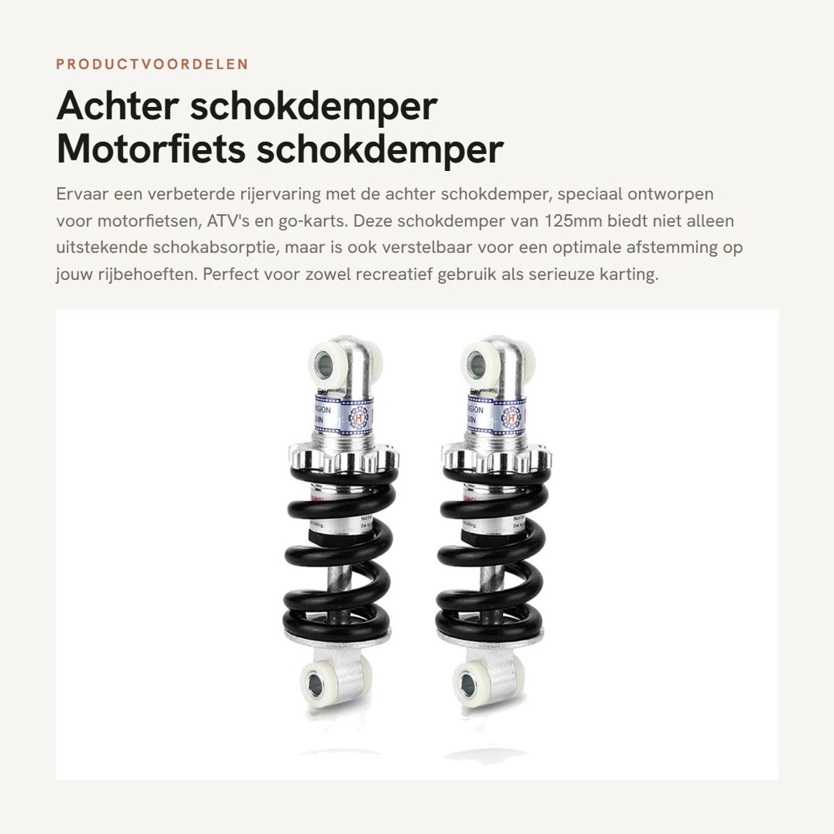 Dailygoods- Lucht Schokdemper 125mm 750LBS - Verstelbaar - Schokdempers - Achterwielophanging - Praktische Accessoires - Verbeterde Rijervaring
