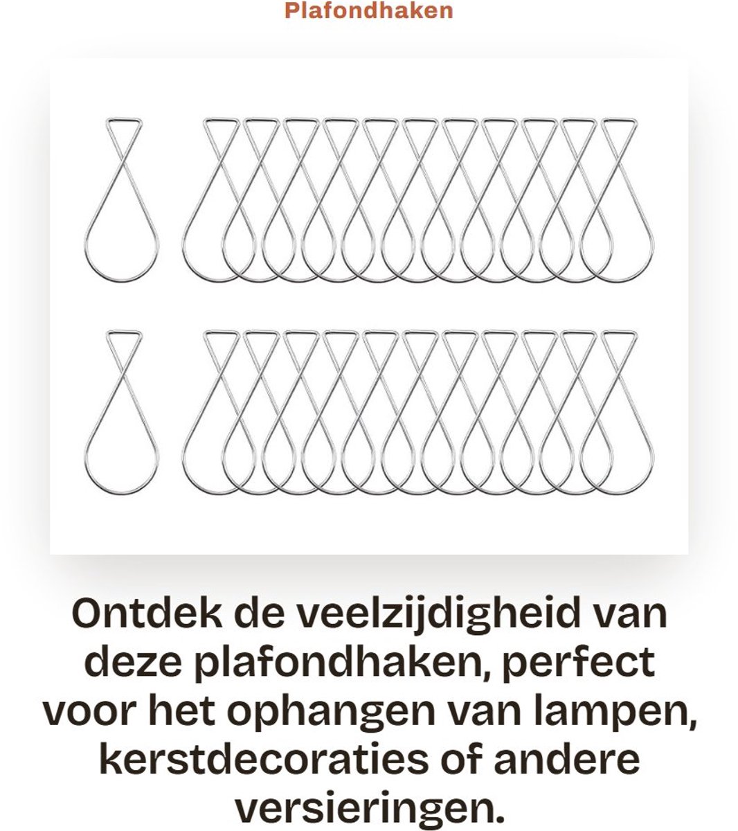 Dailygoods - Plafondhaken - Veerstaal - Herbruikbaar en stevig - Wit - Decoratiehaken - Geschikt voor verlaagd plafond - 100 stuks