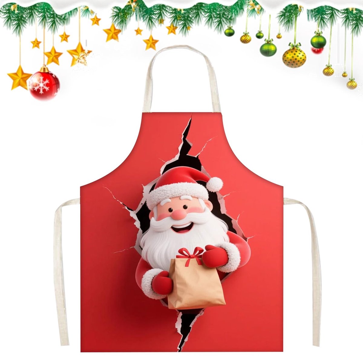 Dailygoods- Keukenschort Waterdicht - Kerstman - Grappig Chef-kokschort - Kookschort Dames/Heren - 65 x 75 cm - Perfect voor Barbecue en Feest