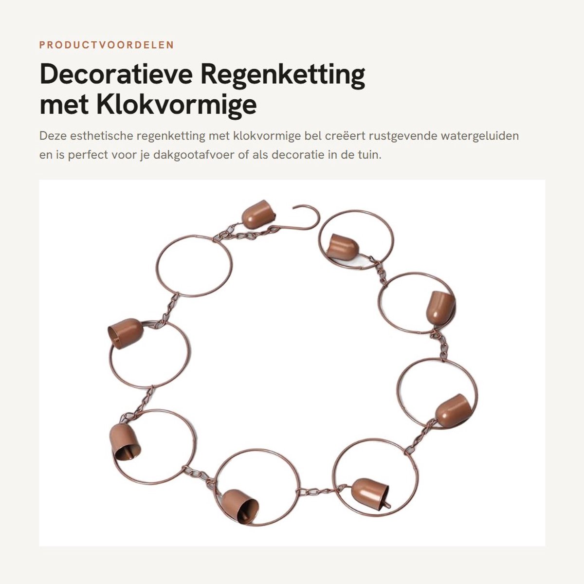 Dailygoods- Regenketting Klokvormig - Hangende Regenbel - Decoratief - IJzer - 401 g - Creëert Rustgevende Watergeluiden - Hangbel