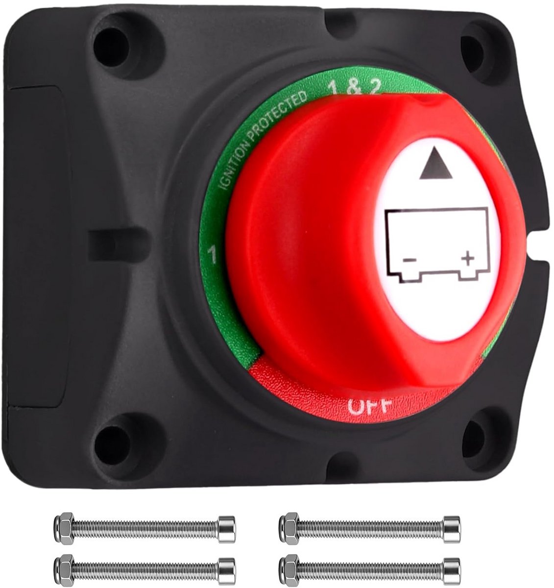Batterij Scheidingsschakelaar - Hoofdschakelaar Accu - Energie Beheer - Waterdichte Robuuste Behuizing - 12V 200A - Zwart