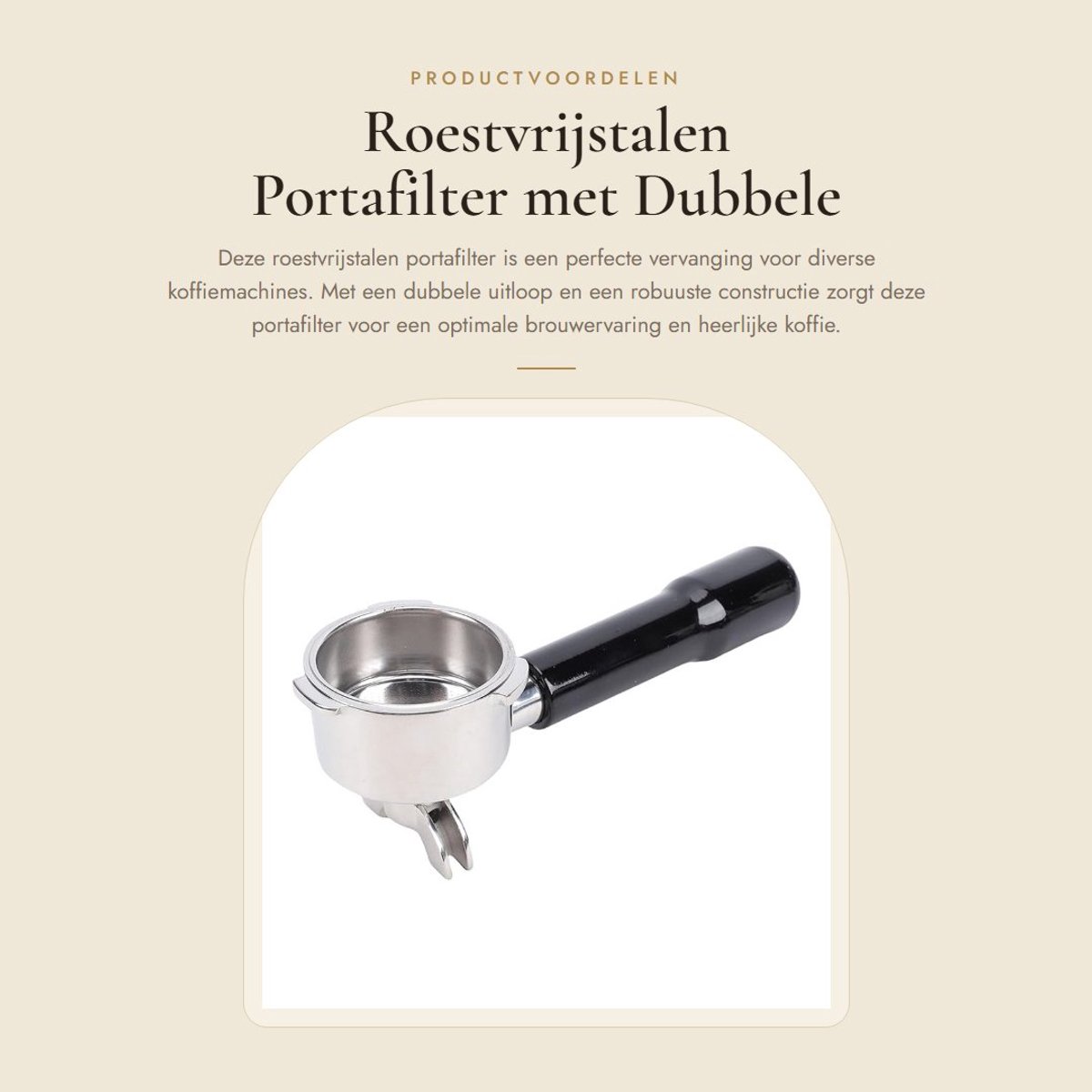 Dailygoods- Portafilter 51mm - Roestvrijstalen Koffieportafilter - Dubbele Uitloop - Ergonomisch Handvat - Universele Compatibiliteit - Robuuste Constructie - Koffiefilter