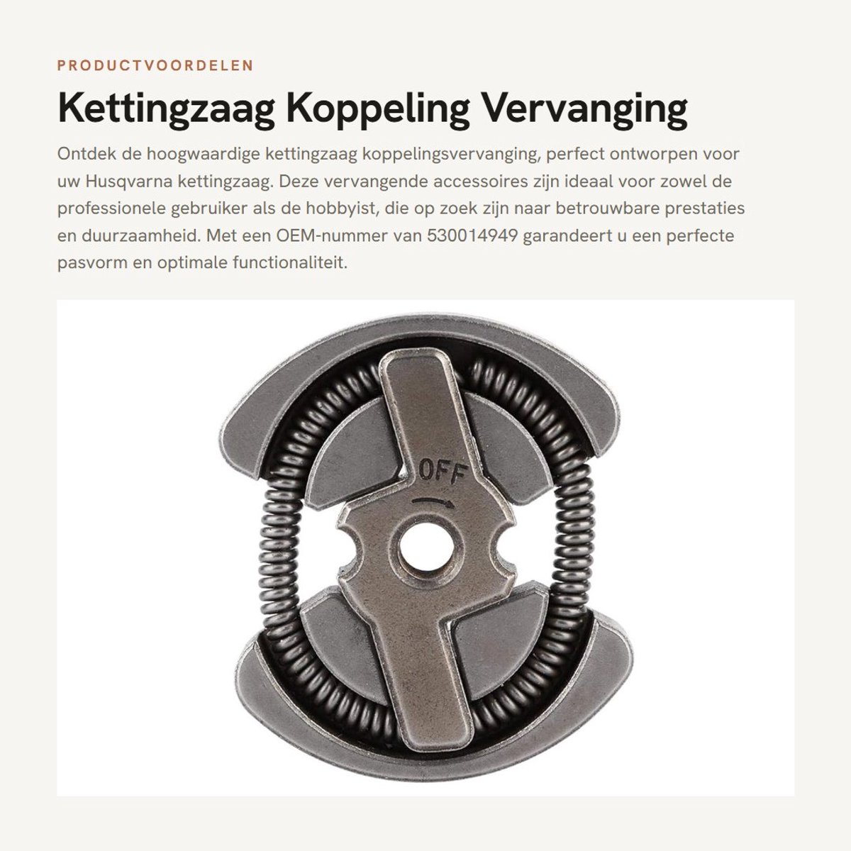 Dailygoods- Kettinzaag Koppeling Hoogwaardige Vervangingsaccessoires - Koppeling Husqvarna - Koppeling 530014949 - Koppeling Tuinslang - Koppeling Aanhanger - Schokbestendig Materiaal