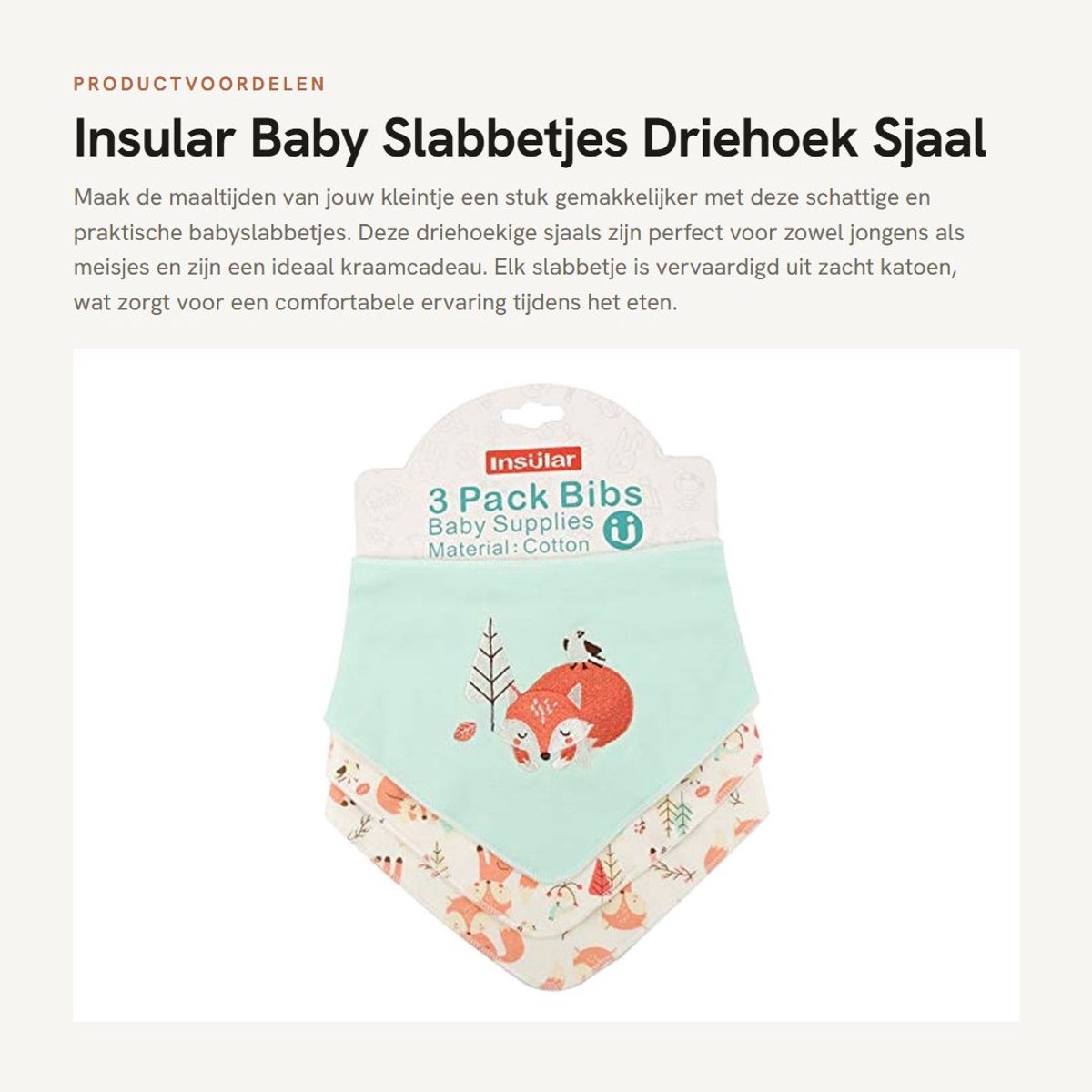 Dailygoods- Slabbetjes Baby 3 Stuks - Katoen - Driehoek Sjaal - Unisex - Willekeurig Patroon - Afmetingen 41x30,5cm - Babyslab