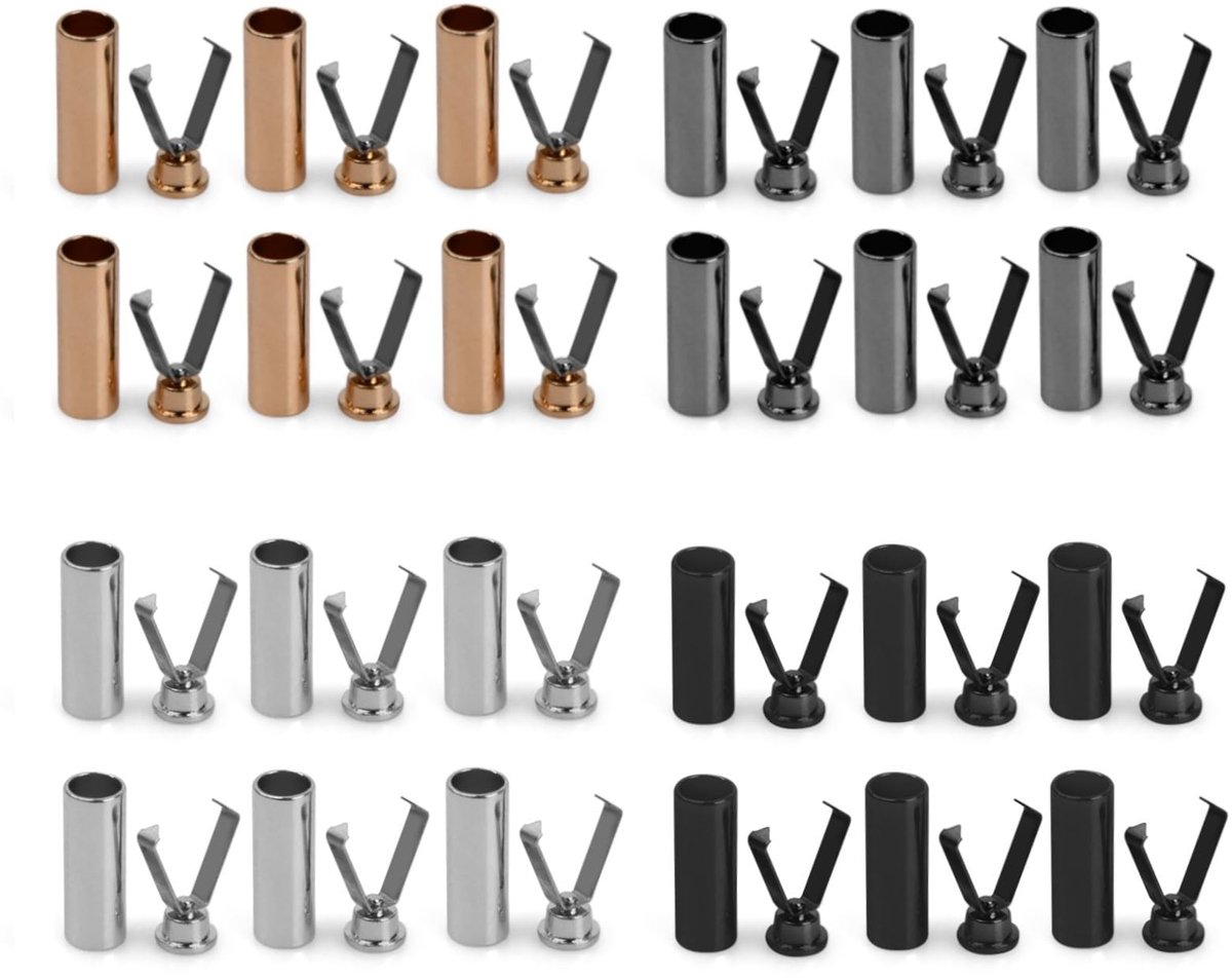 Dailygoods- Koorduiteinden 12 Paar - Metalen Koordstopper - Veterpunten Aluminium - Slijtvast - Duurzaam - Accessoires voor Doe-Het-Zelf