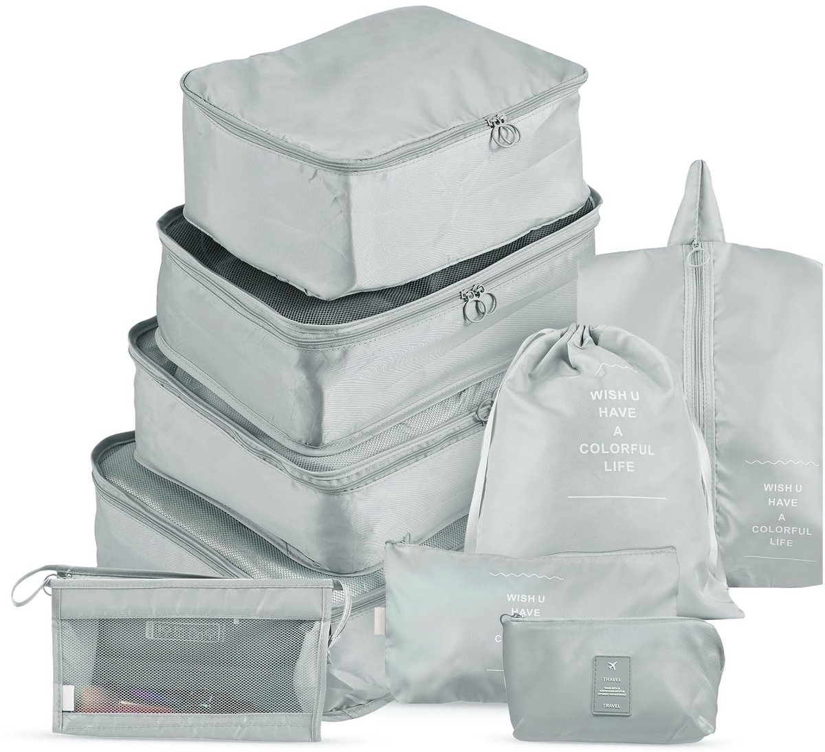 Dailygoods- Opbergzakken 9-delige set - Kledingopbergzakken - Schoenentas - Toilettas - Beha-tas - Nylon materiaal, waterdicht - Opbergtassen