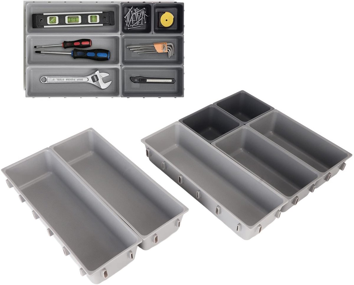 Dailygoods- Lade Organizer Grote Capaciteit - Bestek Organizer - Kunststof - Milieuvriendelijk - 7 Compartimenten - Duurzaam - Bestekhouder