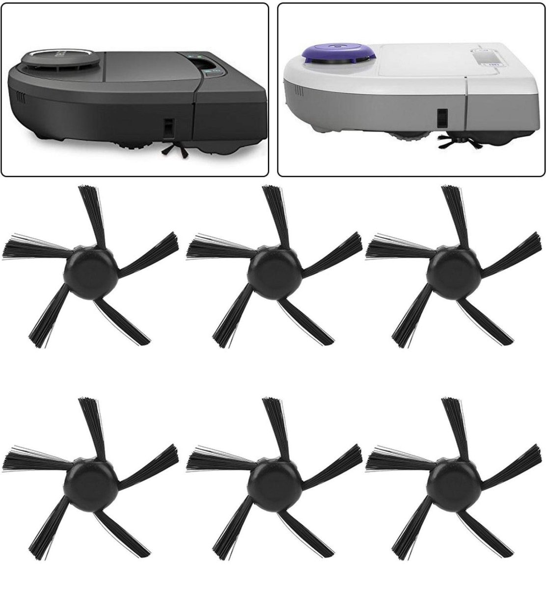 Dailygoods- Zijborstel Vervanging 6 Stuks - Geschikt voor Neato Botvac D Serie D7/D5/D3/D80 - ABS Materiaal - 6x6x2cm - 100% Nieuw - Perfecte Match - Robotstofzuiger