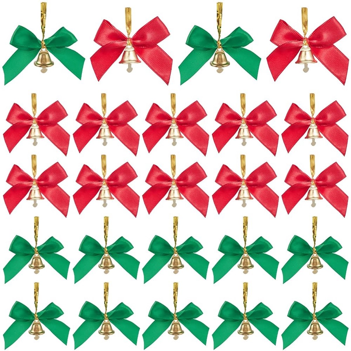 Dailygoods - 60 Stuks Mini Kerstboomstrikken in Rood en Groen