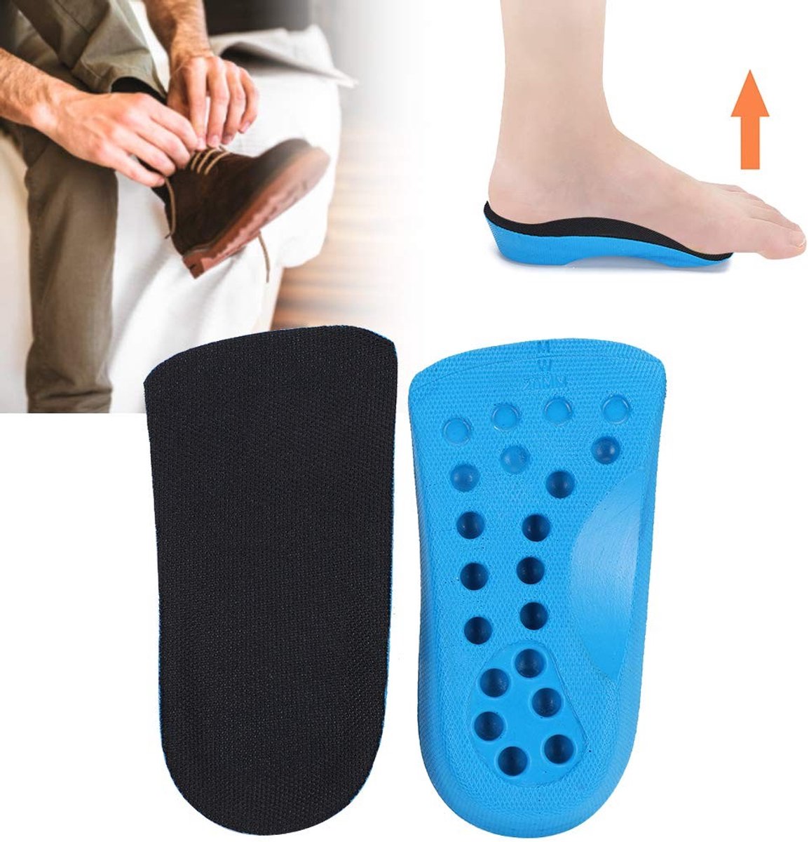 Dailygoods- Inlegzolen Verhoogd - Zweetabsorberend PU-Materiaal - Ademend - Schokabsorberend - Lichtgewicht - Comfortabel en Zacht - Verhogende Inlegzolen