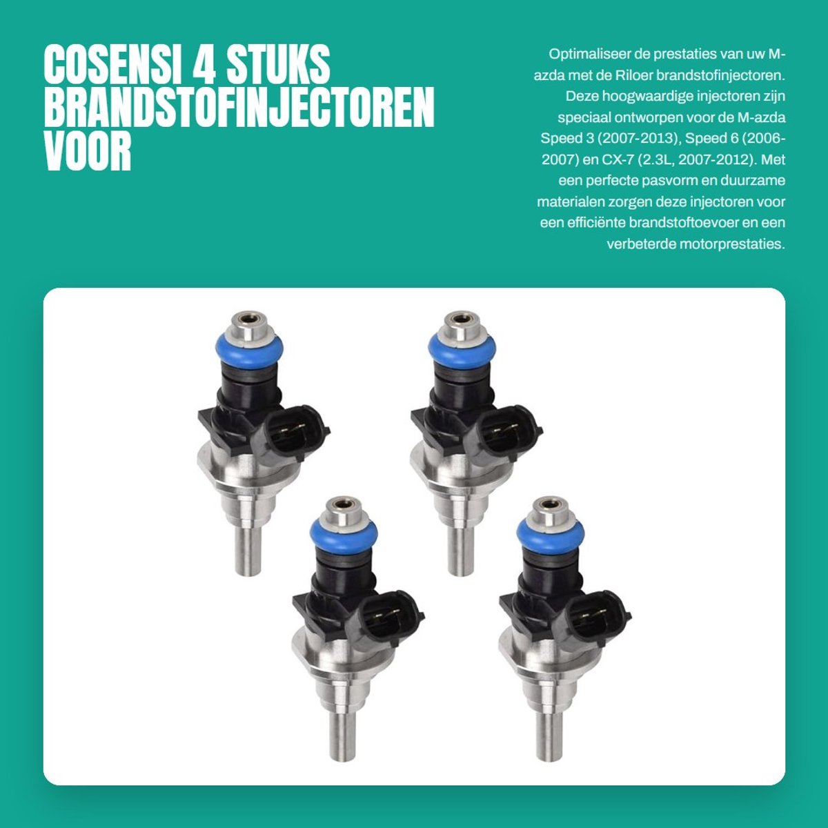 Dailygoods- Brandstofinjectoren 4 stuks - Vervanging voor M-azda Speed 3/6/CX-7 - Onderdeelnummer E7T20171 - Hoogwaardig materiaal - Duurzaam en betrouwbaar - Injectoren