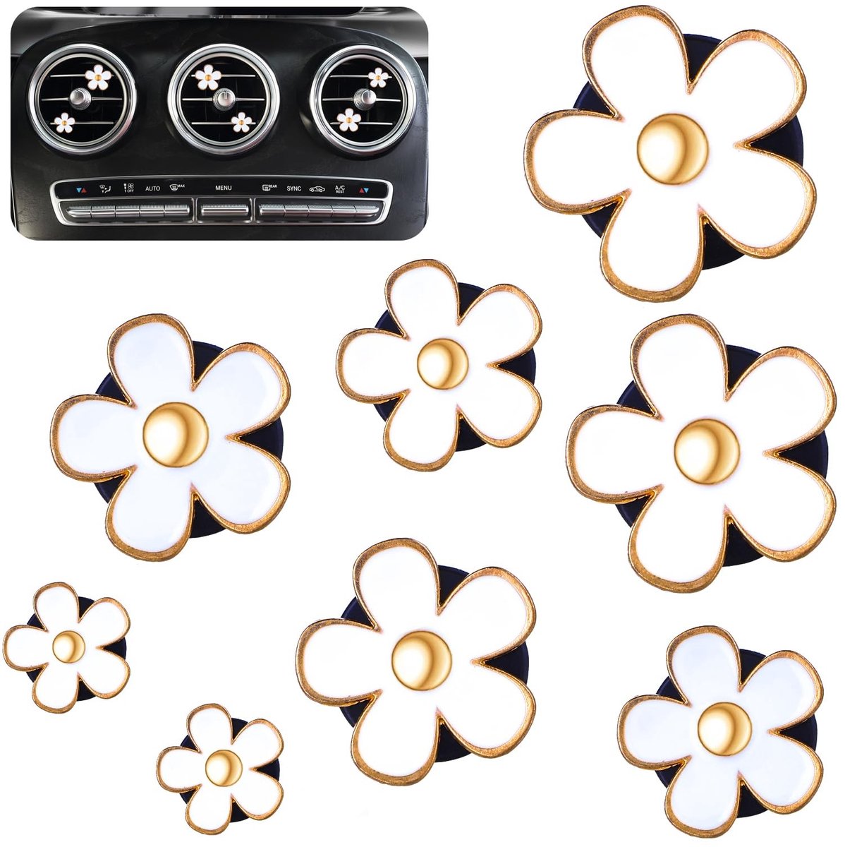 Dailygoods- Luchtverfrisser Auto - 8 Stuks Bloem Design - Ventilatieclip - Interieur Decoratie - Geschikt voor Meeste Auto's - Schattige Accessoires - Luchtverfrisserclip