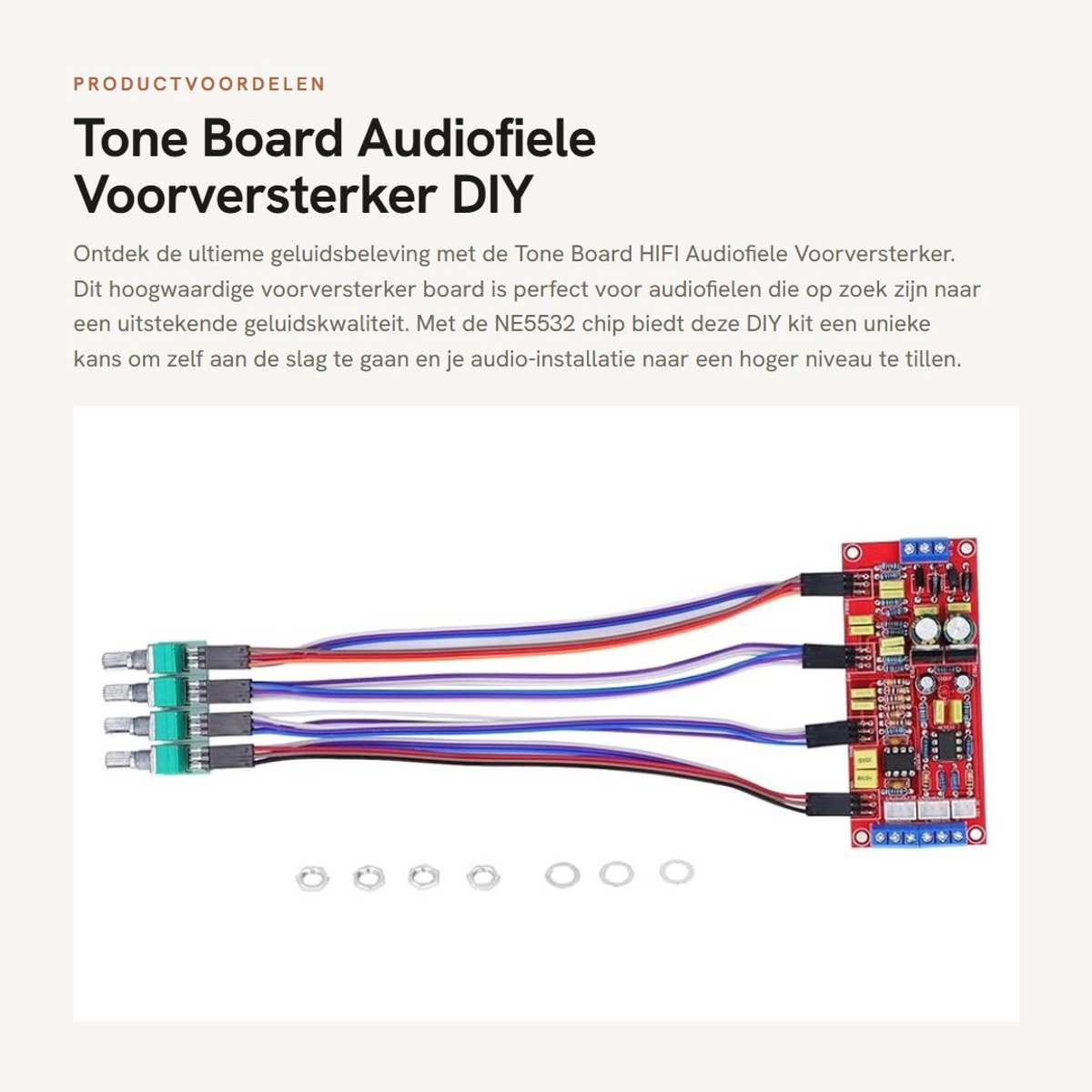 Dailygoods- Voorversterker NE5532 - Tone Board - Versterker Board - DIY Kit - Dual 5532 - Instelbaar Frequentiebereik 20-20 KHz - DC12V-uitgang - Audio Board