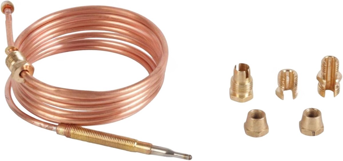 Universeel thermokoppel - Oven sensor - Kooktoestel reparatie - Verstelbare opzetstukken - 120 cm lengte - Zilverkleurig