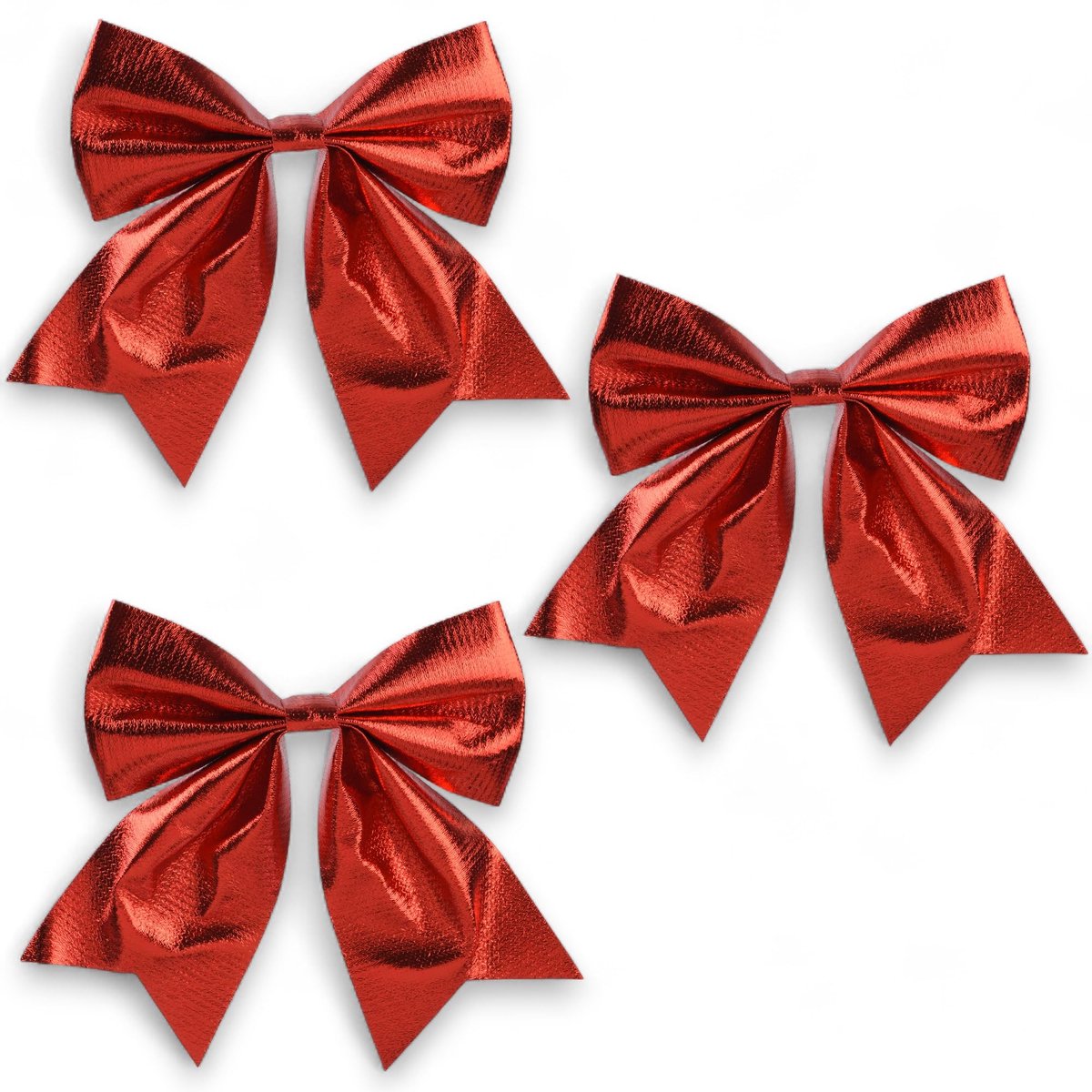 Dailygoods- Kerststrikken Set van 3 - Grote Decoratieve Strikken - Metallic Effect - Polyester - Voor Boom/Wreath/Cadeaus - Festieve Sfeer - Kerstdecoratie