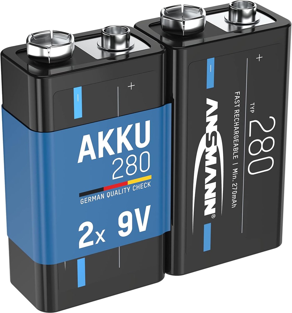 Oplaadbare Batterijen - 9V Blokjes - Apparaten Voeden - Lage Zelfontlading - 280 mAh - Zwart