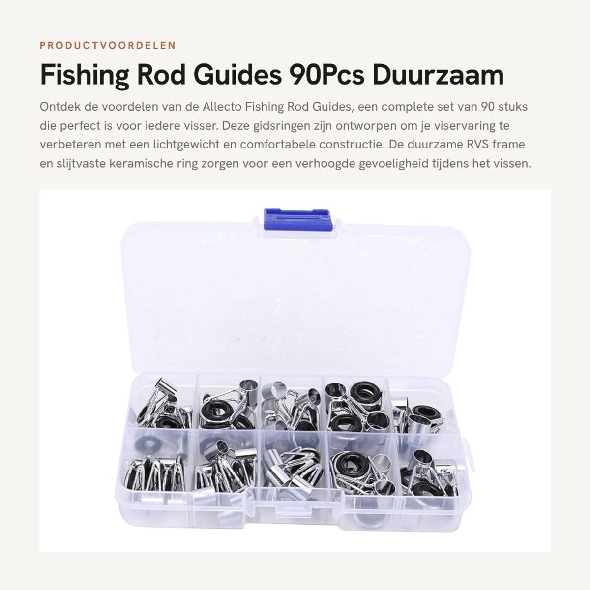 Dailygoods- Vishengel Ogen 90 Stuks - Roestvrij Staal - Keramische Ring - Duurzaam - Anticorrosie - Lichtgewicht - Vishengel Onderdelen