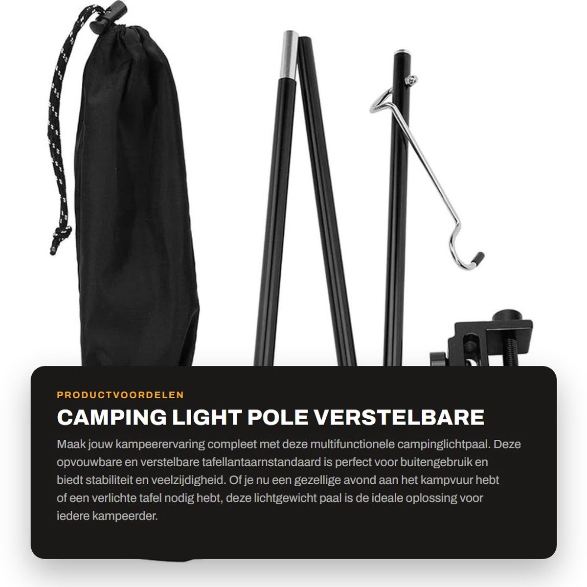 Dailygoods- Lantaarnstandaard Opvouwbaar - Verstelbaar - Lichtgewicht