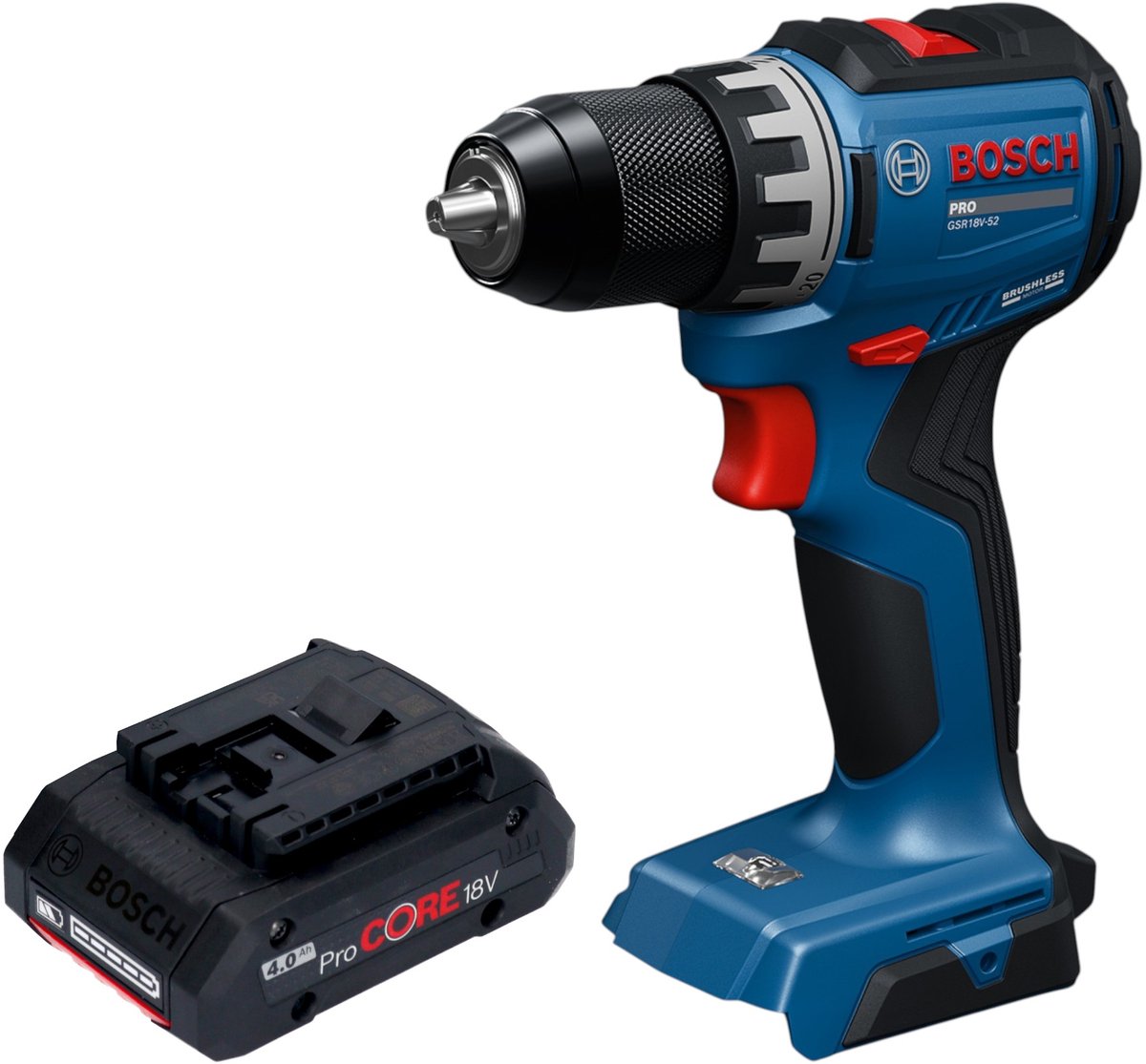 Bosch GSR 18V-52 Professional accuboormachine 18 V 70 Nm borstelloos + 1x ProCORE-accu 4,0 Ah - zonder oplader