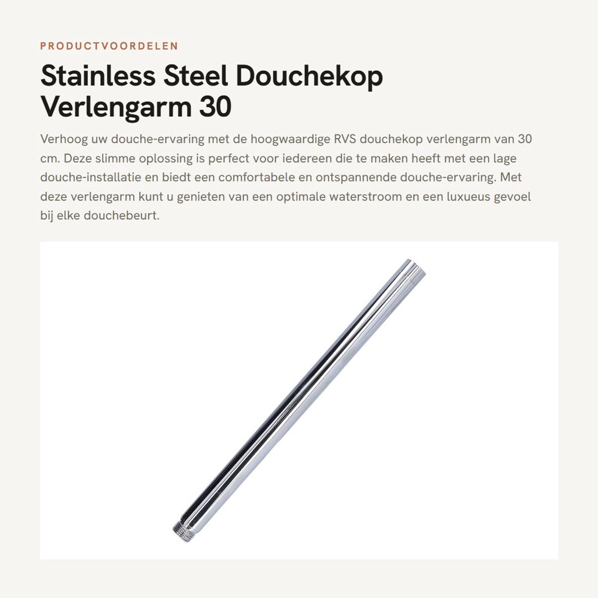Dailygoods- Douchearm 30 Cm - Douchekop Houder - Roestvrij Staal - Verstelbaar - Eenvoudig te Installeren - Duurzaam Materiaal