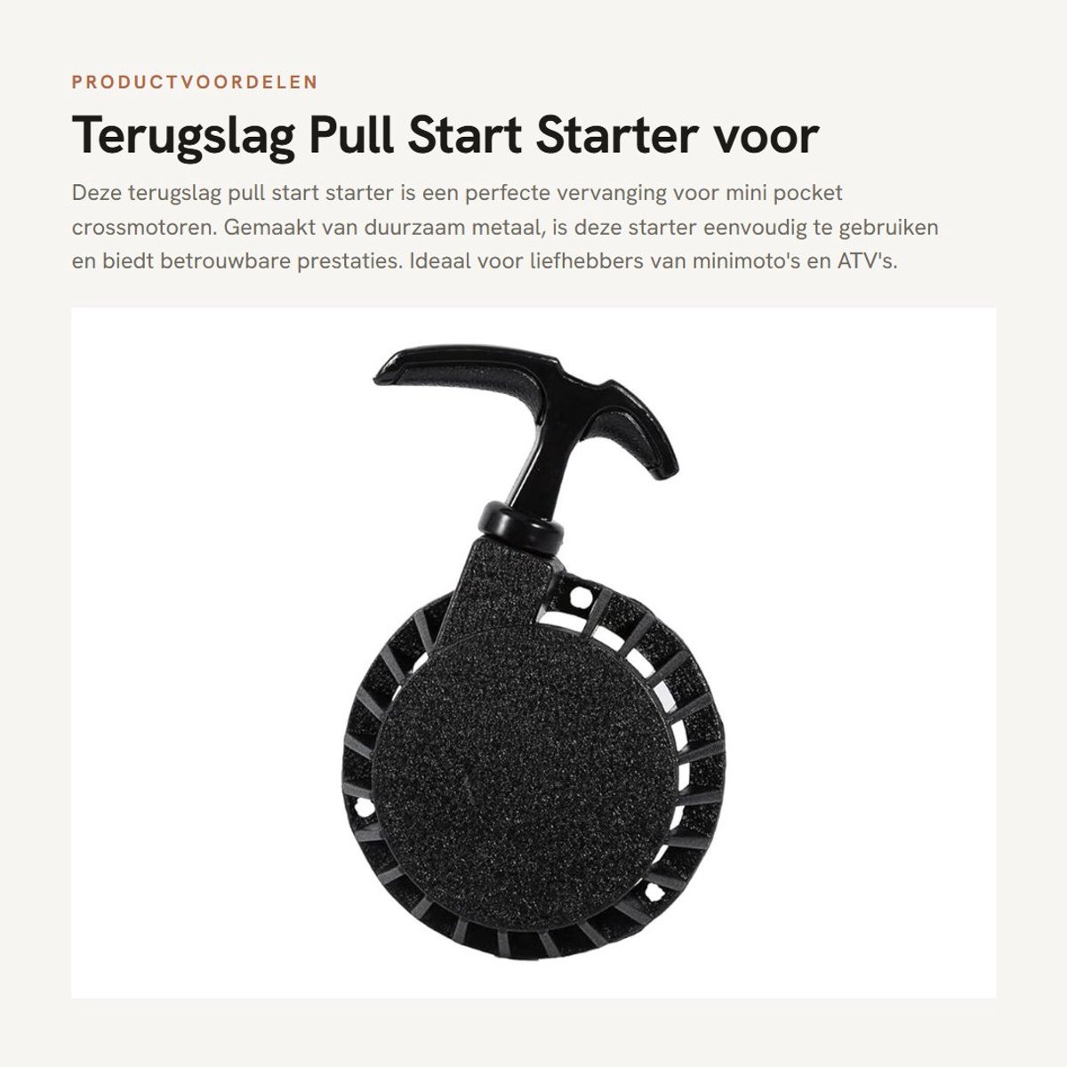 Dailygoods- Pull Start Starter - Vervangingsonderdeel - Geschikt voor Pocket Bikes/Minimoto - Aluminium - Makkelijk te trekken - Afmetingen 14,2 x 9,5 cm - Trekstarter