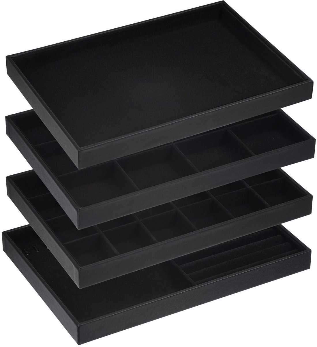 Dailygoods - Sieradendienblad - Sieradenorganizer - Stapelbaar ontwerp - Zwart - Opbergdoos voor ringen en oorbellen - Geschikt voor sieraden - Fluweel