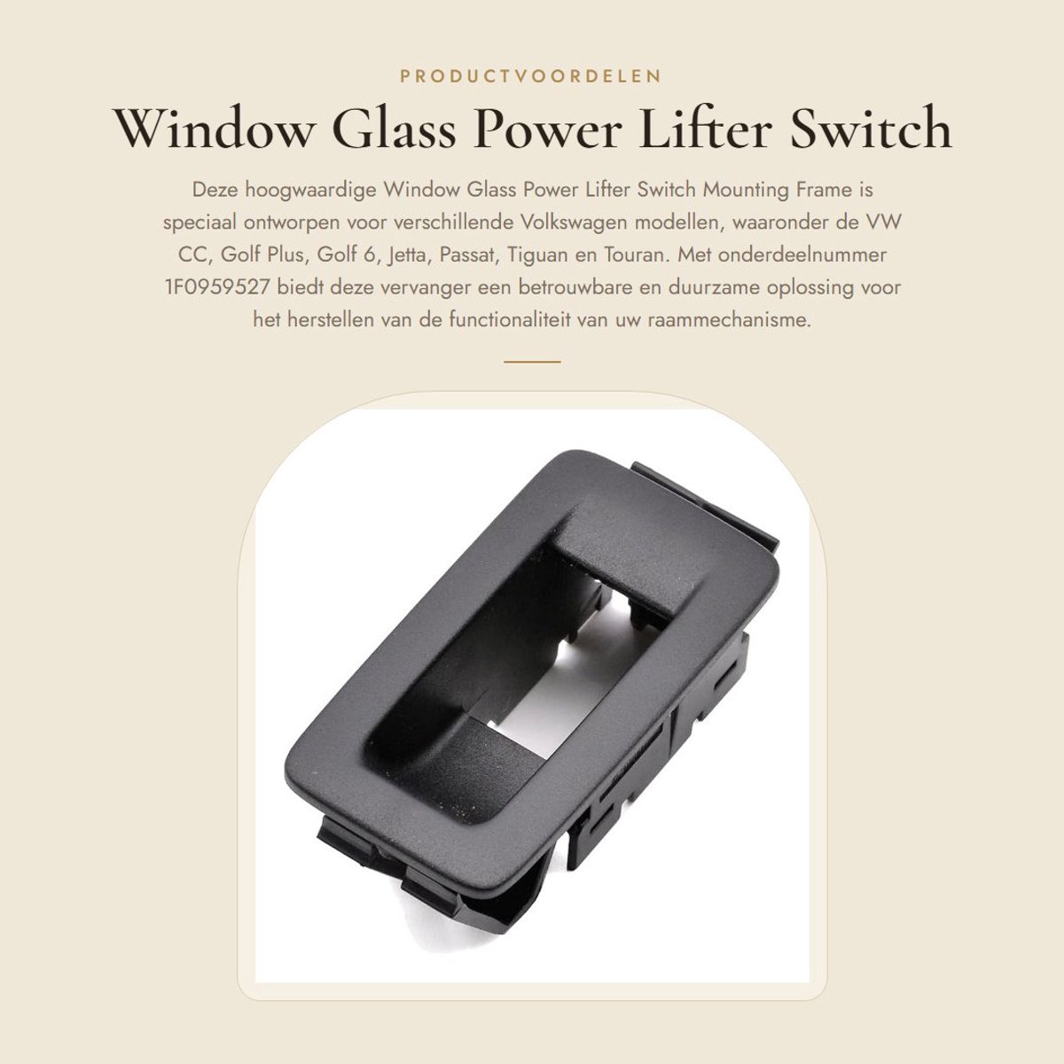 Dailygoods - Window Glass Power Lifter Switch Mounting Frame voor VW CC, Golf, Jetta, Passat, Tiguan