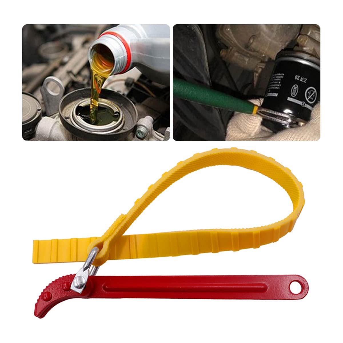 Dailygoods- Oliefilter Opener 21 cm - Verstelbare Moersleutel - Antislip Rubber Strap Wrench - Grote Capaciteit - Auto Reparatie Gereedschap - Schokbestendig Materiaal - Oliefiltersleutel