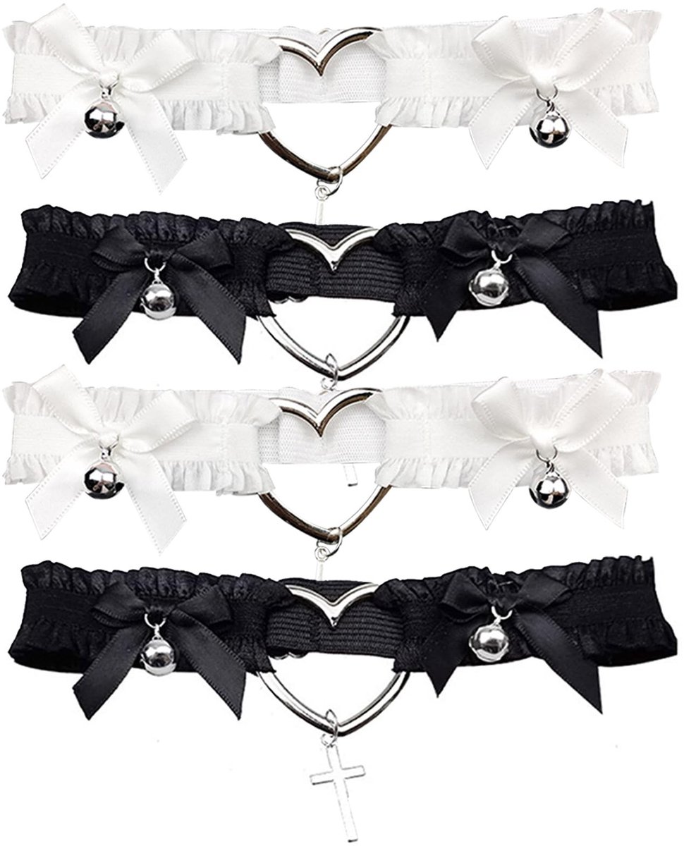 Dailygoods- Kousenband Bruiloft 4 Stuks - Elastische Kanten - Zwart/Wit - Modieuze Accessoires - Geschikt voor Dijbeenomtrek 28-44 cm - Discreet Ontwerp - Garter