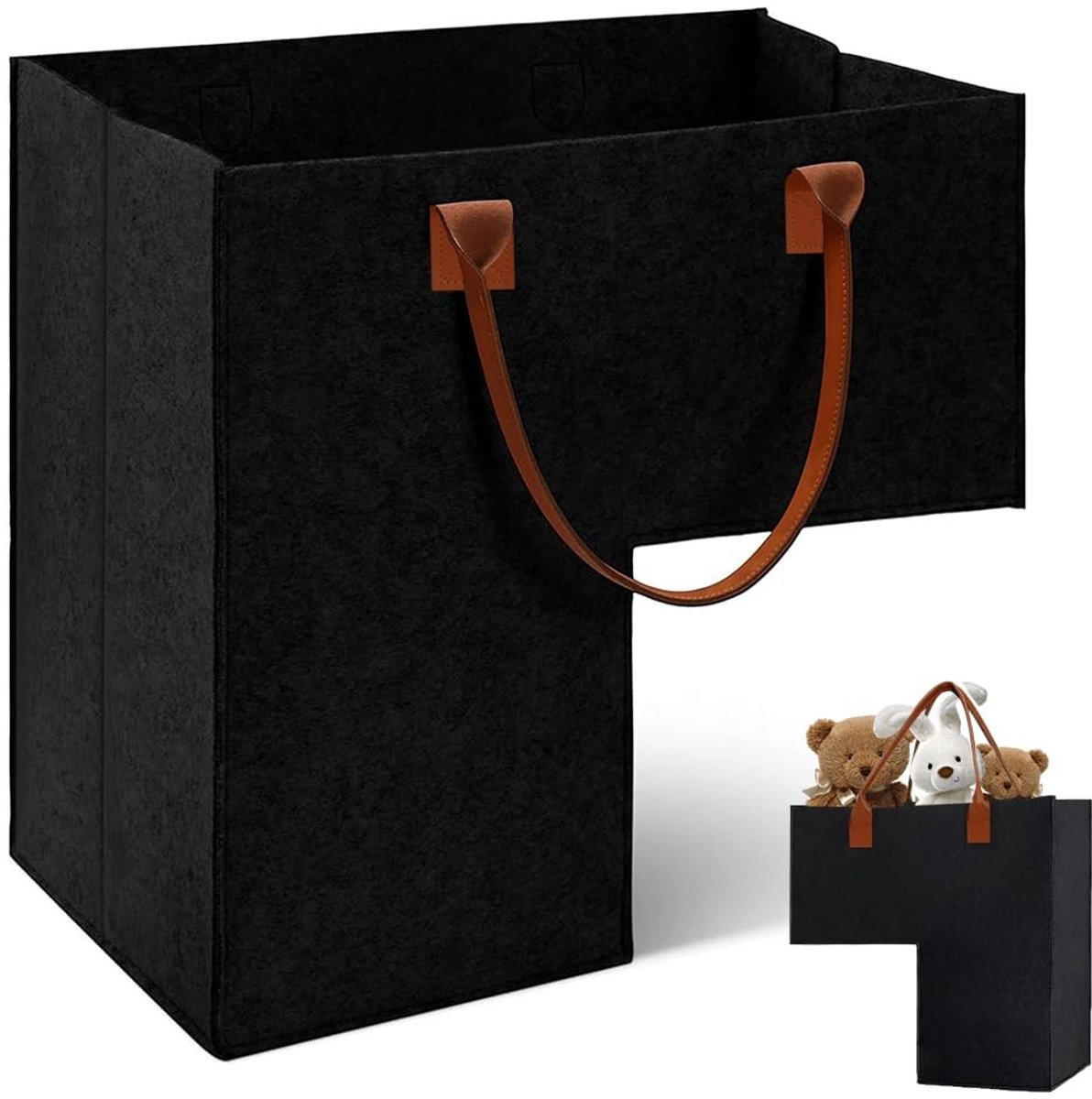 Dailygoods- Trappenmand L-vormig design - Opbergmand - Opvouwbaar - Met handgrepen - Duurzaam vilt - Voor speelgoed en wasgoed