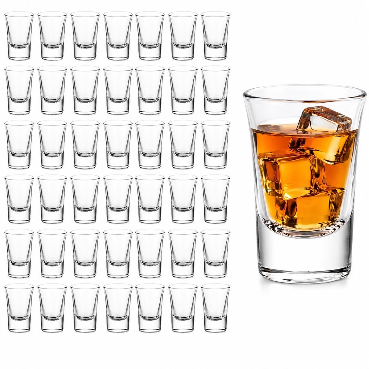 Dailygoods- Borrelglazen Set van 36 - 35 ml - Korte Glazen - Shot Glazen - Pinchglazen - Transparant Glas - Perfect voor Feestjes - Shotglazen