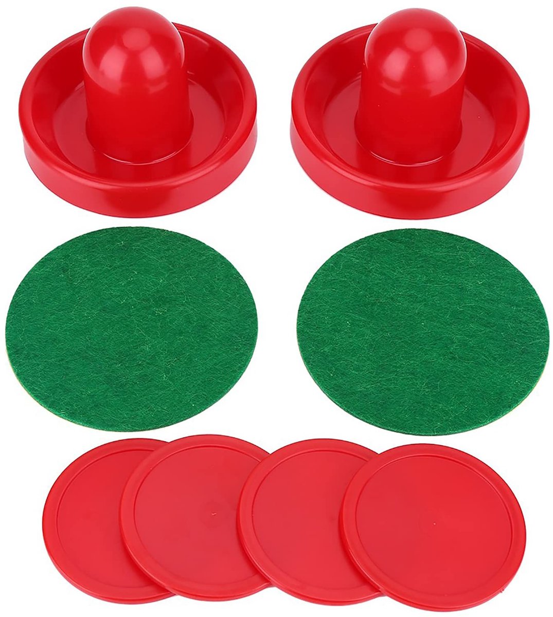 Dailygoods- Air Hockey Pucks Lichtgewicht - Vervangende Pucks - Duurzaam - Slider Pusher - 4 Puck Pack - Inclusief 2 Pushers - Ijshockeypucks
