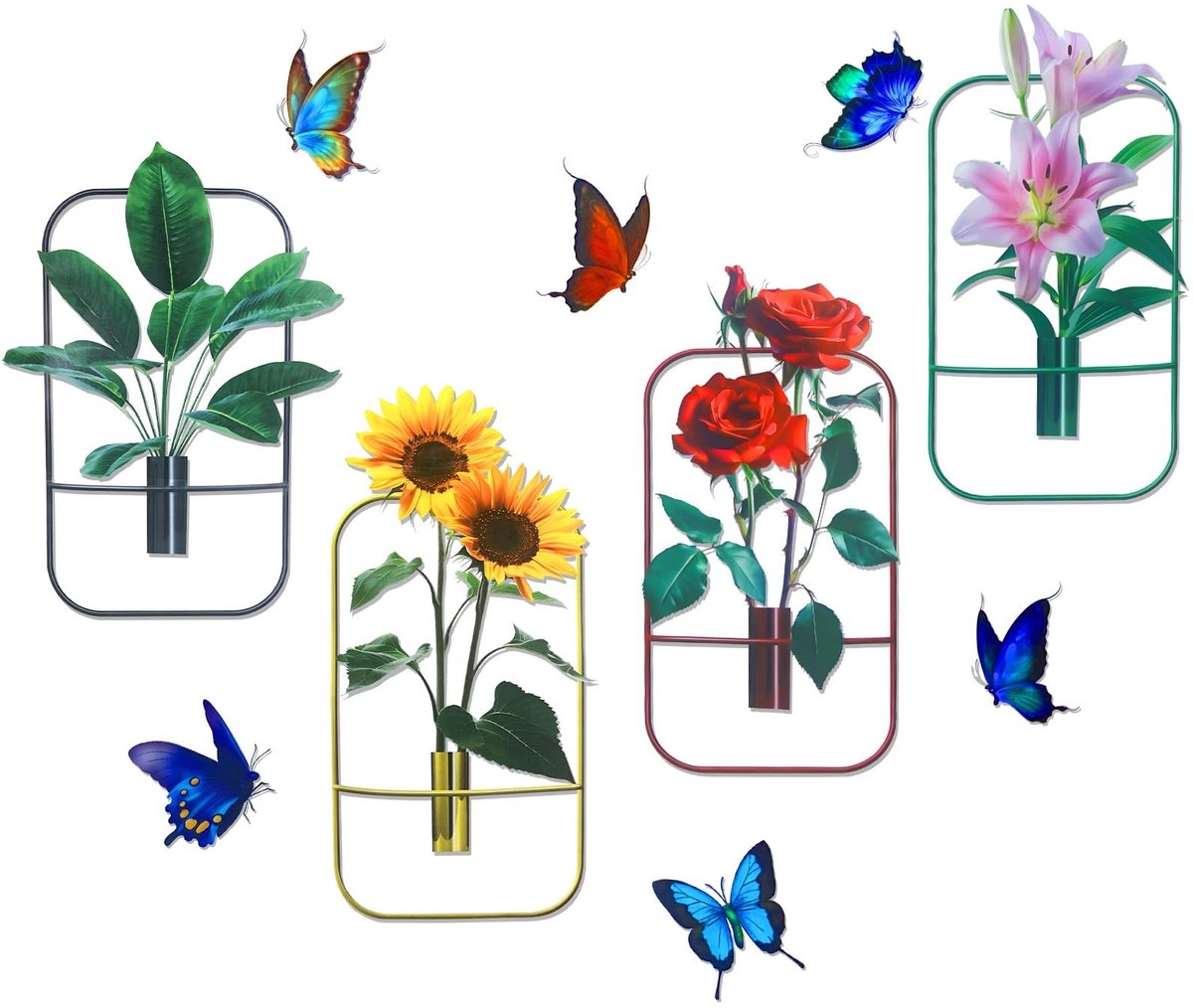 Dailygoods- Muursticker Bloemen 3D - Wanddecoratie Slaapkamer - Wanddecoratie Keuken - Wanddecoratie Woonkamer - Muurstickers Waterdicht - Hoogwaardige PVC Materialen