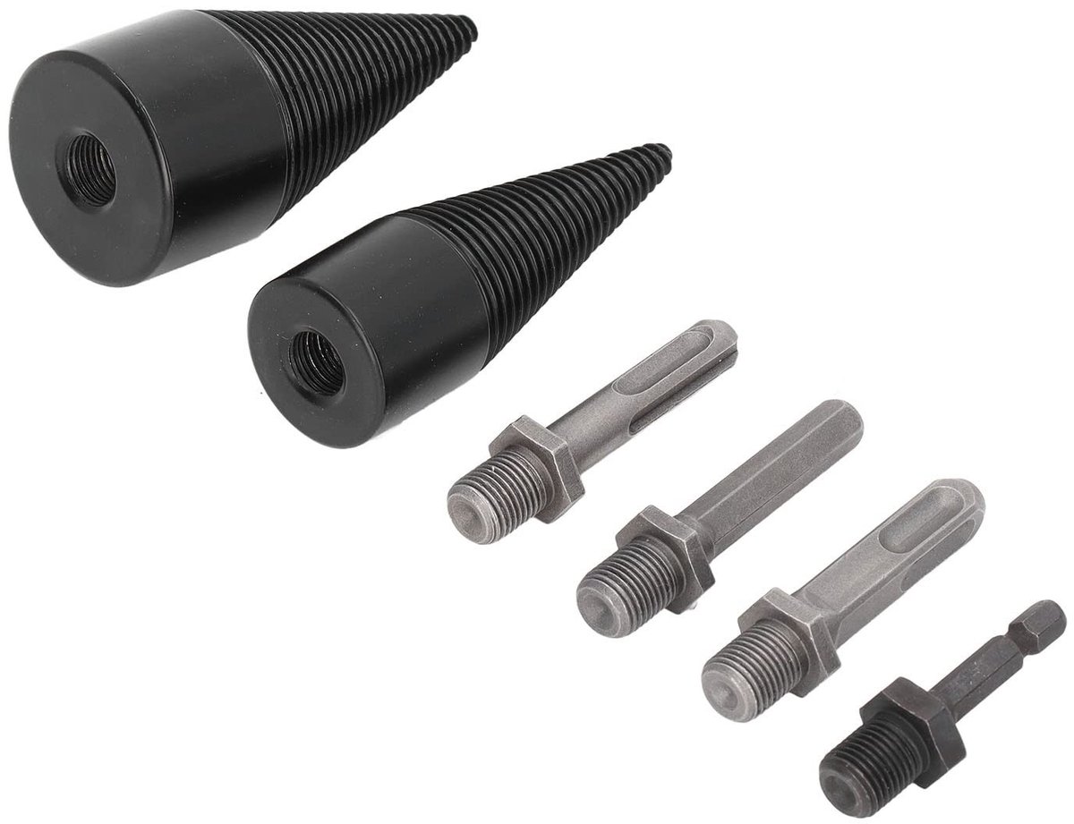 Dailygoods - Houtkloverboor Set - Kegelboor - Eenvoudig in gebruik - Zware kwaliteit - Splijtkegel - Voor aanmaakhout - 6 delige set
