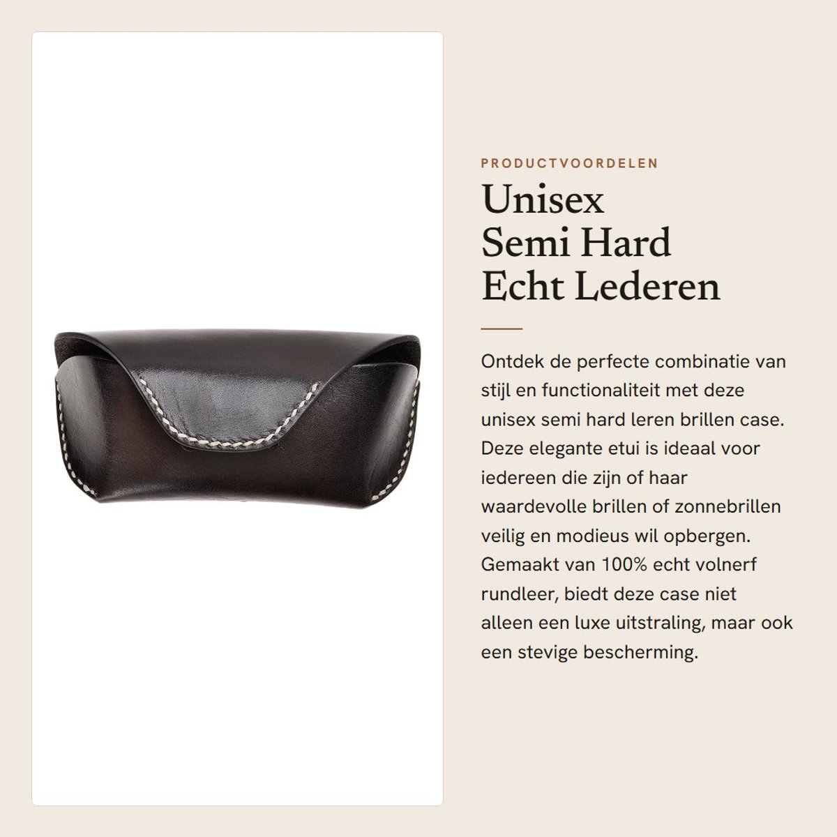 Dailygoods- Brillen Case Stijlvol - Echt Lederen - Riemlus - Magnetische Sluiting - Geschikt voor Standaard Brillen - Gemaakt van Dik Rundleer - Brillenetui