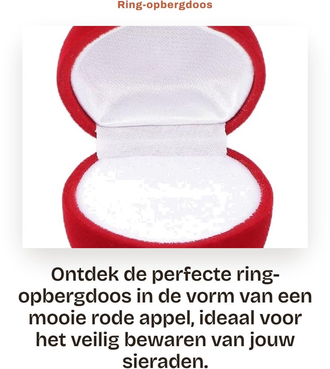 Dailygoods- Ring-opbergdoos Rode Appelvorm - Draagbaar Ontwerp - Zachte Flocking - Compact Formaat - Sieradenopbergdoos - Bescherming tegen Krassen - Sieradendoos