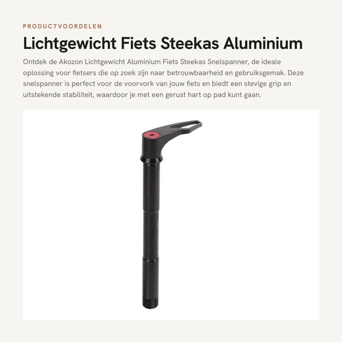 Dailygoods- Steekas Lichtgewicht Aluminium - Snelspanner - Voorvork - Schroefdraad M15x1,5 - Buitendiameter 15 mm - Gewicht 63 gram - Fietsas